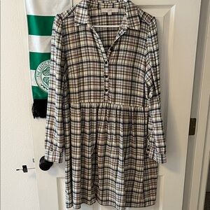 LOFT Drop Waist Plaid Dress
